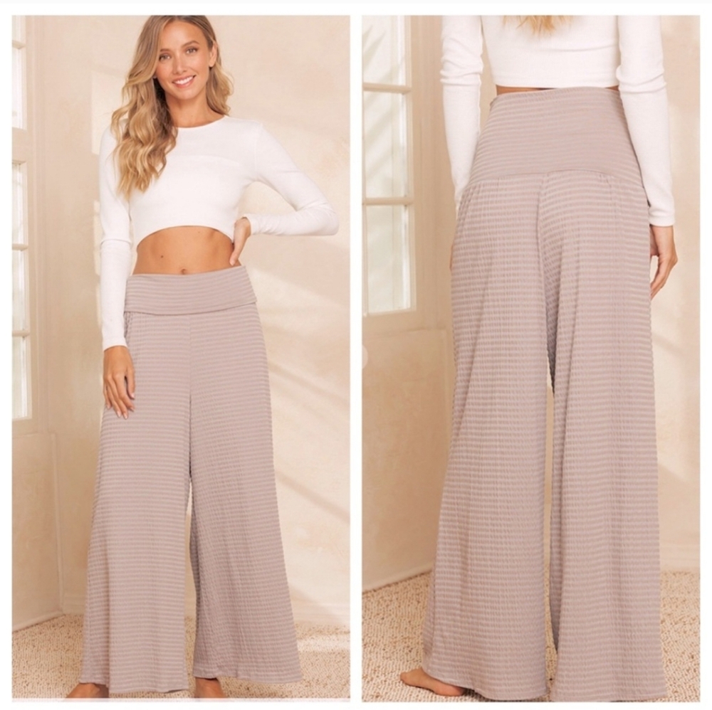 Wide Leg Texured Boho Pants